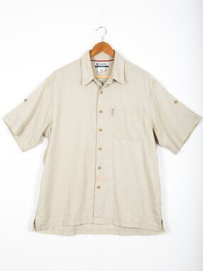 Columbia Iguana Linen Blend Shirt Y2K Gorpcore Safari Men Size M